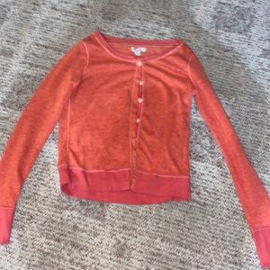 reddish orange cardiga